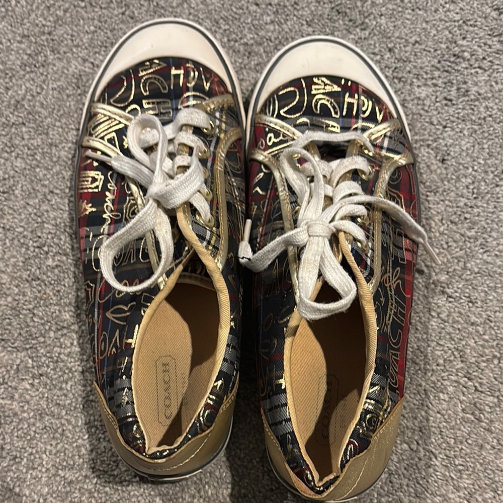 Coach Black and Gold Patterned Sneakers